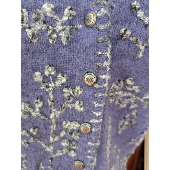 Hand-Embroidered Wool Vest By Portraits Northern Isles Purple Floral S/P - Picture 2 of 8